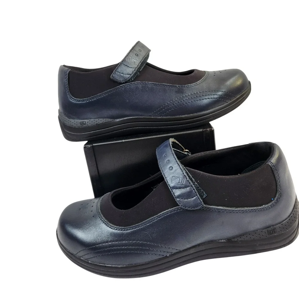 Drew Rose Mary‎ Jane Blue Leather Comfort Shoes Womens Size 7.5 WW